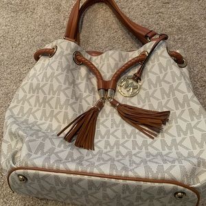 White logo Michael Kors Hobo Bag